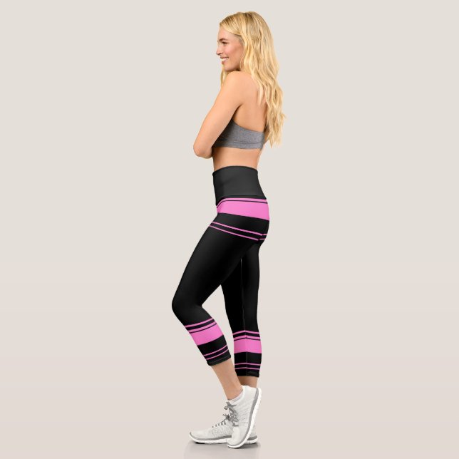 Leggings Capri Rayas rosadas y negras (Izquierda)