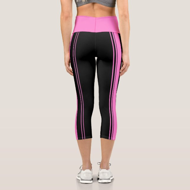 Leggings Capri Rayas rosadas y negras (Reverso )
