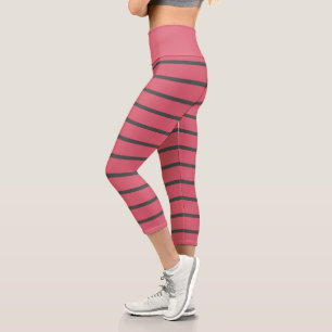 Leggings Capri Rayas rosas y grises
