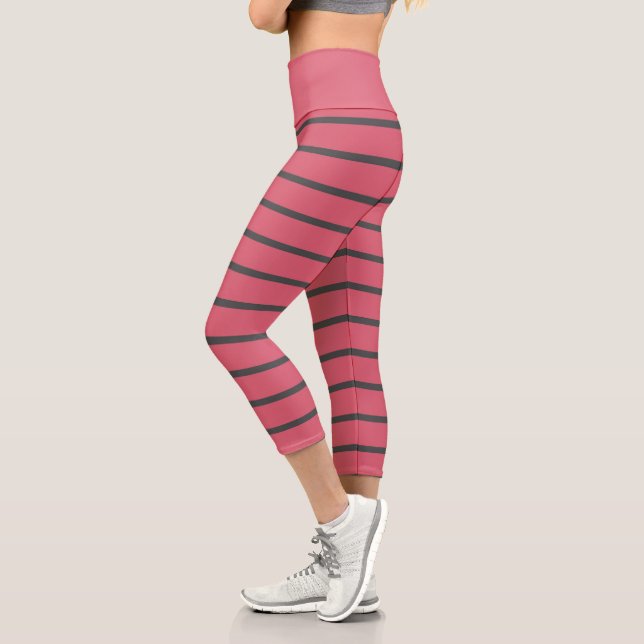 Leggings Capri Rayas rosas y grises (Izquierda)