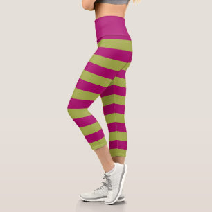 Leggings Capri Rayas rosas y verdes