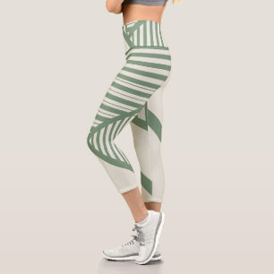 Leggings Capri Rayas triangulares en verde