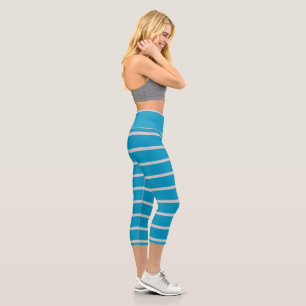 Leggings Capri Rayas turquesas y grises