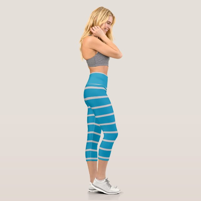 Leggings Capri Rayas turquesas y grises (Derecha)