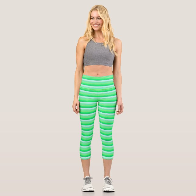 Leggings Capri Rayas verdes aqua lindas (Anverso)