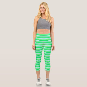 Leggings Capri Rayas verdes de agua dulce
