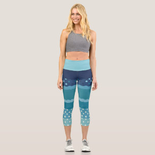 Leggings Capri Rayas y lunares en tonos de azul