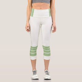 Leggings Capri Rayas y Texto Retro Verde en Minimalista