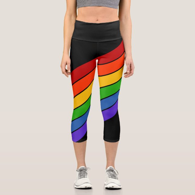 Leggings Capri Rayo diagonal negro (Anverso)