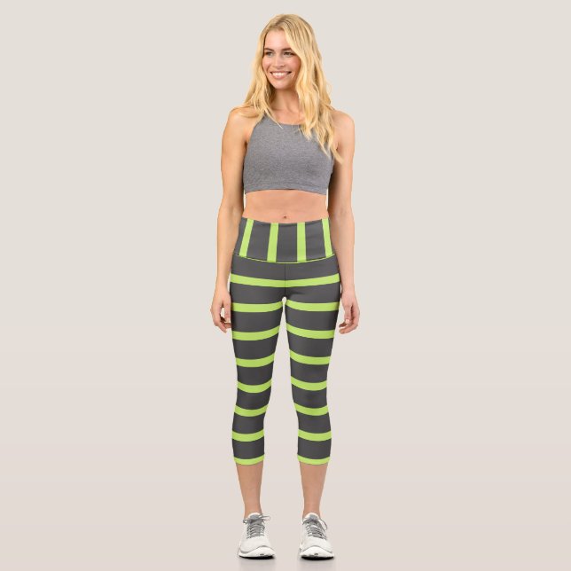 Leggings Capri Rayos grises y verdes (Anverso)