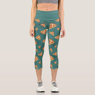 Leggings Capri Rebanadas de pizza geniales patrón vintage azul tu