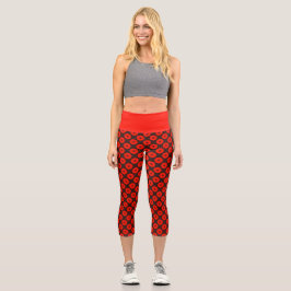 Leggings Capri Red Lotus Tranquilidad: Mandala roja en base marró