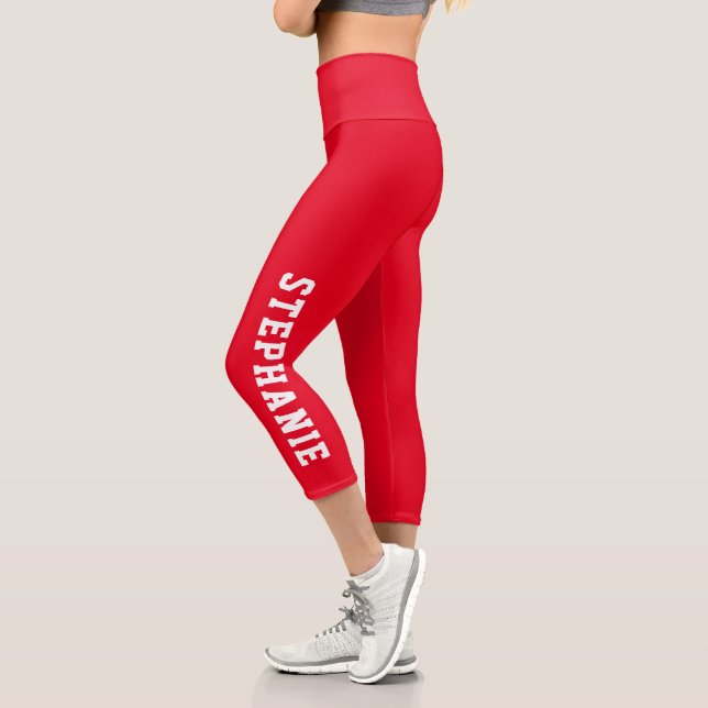 Leggings Capri Red Personalizado de nombres personalizado (Izquierda)