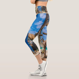 Leggings Capri Redes de pesca que se secan en la playa