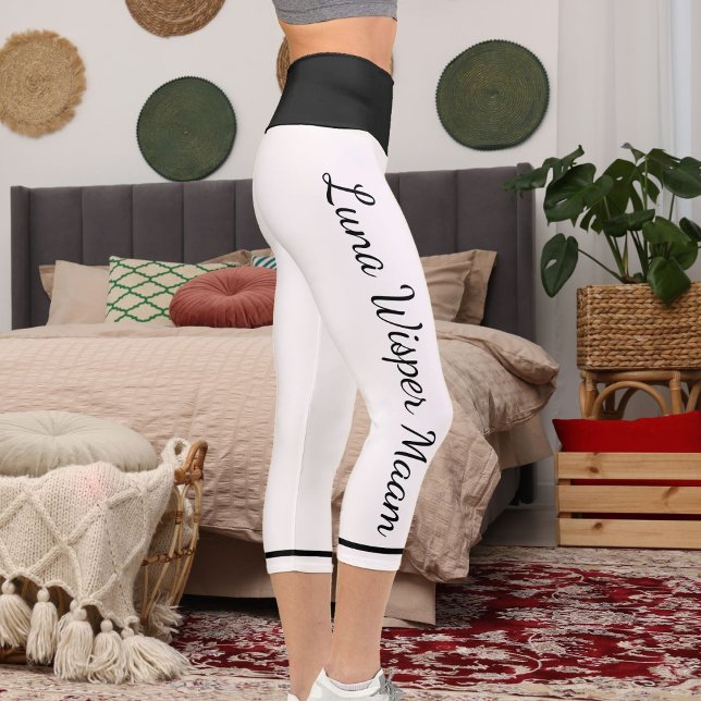 Leggings Capri Regalo de nombre de gato Mascota rayado blanco y n (Subido por el creador)