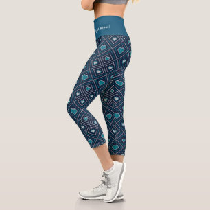 Leggings Capri Regalo navideño navideño moderno Aqua Blue Hearts