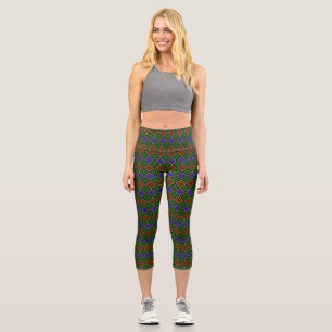 Leggings Capri Rejilla de Diamante Arlequín: Armonía Texturizada