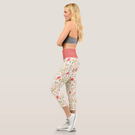 Leggings Capri Relax & Flow – Aves Botánicas Coral y Verde