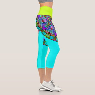 Leggings Capri Reloj de Mandala Pintado a Mano 4