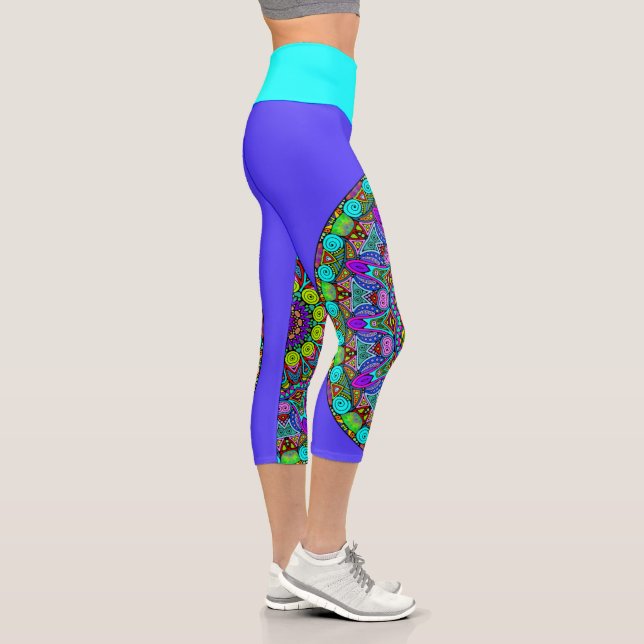 Leggings Capri Reloj de mano pintado Mandala Cara 4 (Derecha)