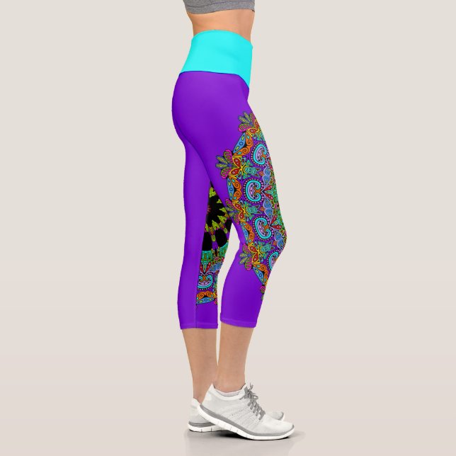 Leggings Capri Reloj de mano pintura Mandala 24 (Derecha)