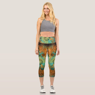 Leggings Capri Remolino fractal turquesa+naranja V1