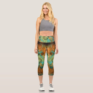 Leggings Capri Remolino fractal turquesa+naranja V1
