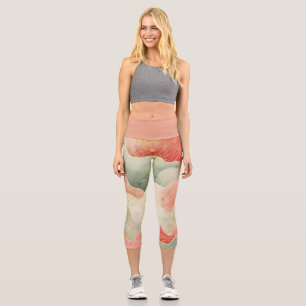 Leggings Capri Remolinos de acuarela bonitos diseño rojo/verde/or