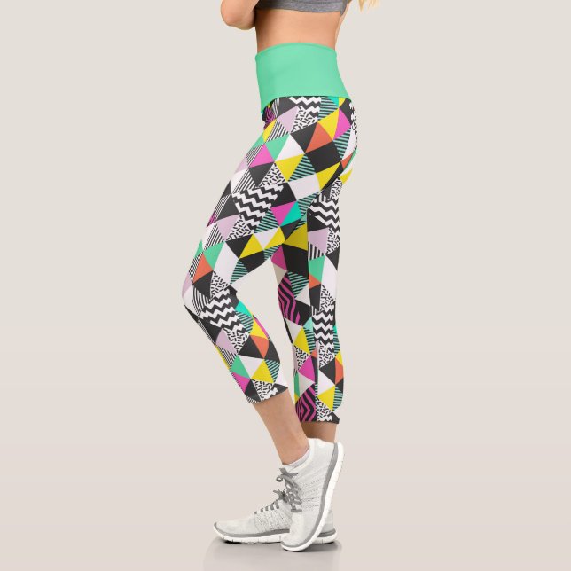 Leggings Capri Reparto Geométrico Moderno Resumen Triángulos (Izquierda)