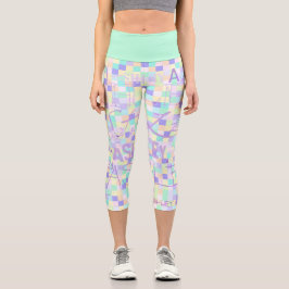 Leggings Capri Repetir Ashley Mauve Tones Pastel Checkerboard C
