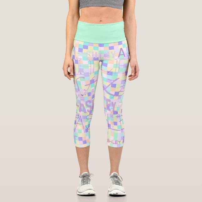 Leggings Capri Repetir Ashley Mauve Tones Pastel Checkerboard C (Anverso)