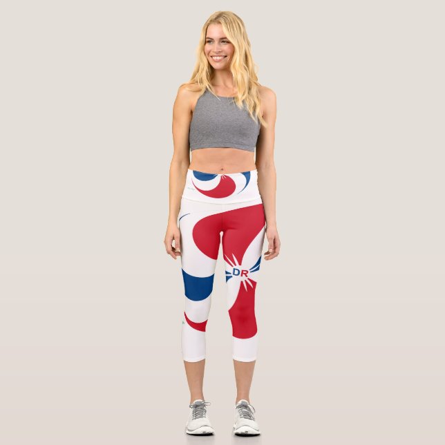 Leggings Capri República Dominicana: Piernas Roja, Blanca y Azul (Anverso)