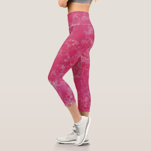 Leggings Capri resumen abstracto de mármol rosa