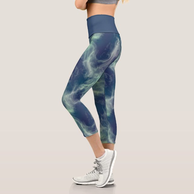 Leggings Capri Resumen abstracto de mármol turquesa (Izquierda)