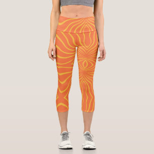 Leggings Capri Resumen Amarillo Y Naranja