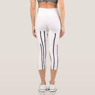 Leggings Capri Resumen Art Black Lines Minimalismo