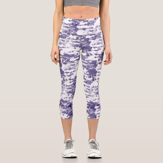 Leggings Capri Resumen Art Blue White Minimalismo (Anverso)