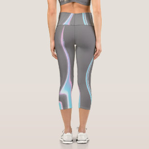 Leggings Capri Resumen Art Carbón Gris Azul Azul Blanco Minimalis