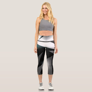 Leggings Capri Resumen Art Gray Black White