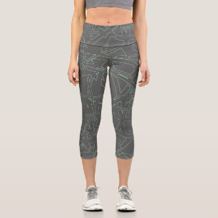 Leggings Capri Resumen Art Gray Pale Pastel Verde Minimalismo