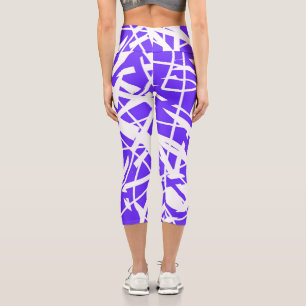 Leggings Capri Resumen Art Lavender Blue White Minimalism