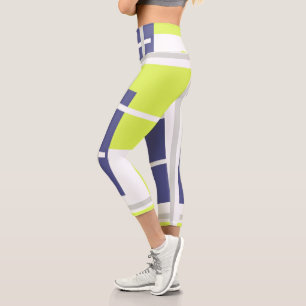 Leggings Capri Resumen Art Lavender Blue White Pastel