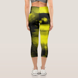 Leggings Capri Resumen Art Minimalismo Amarillo negro