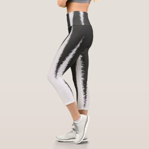 Leggings Capri Resumen Art Minimalismo Líneas blancas grises