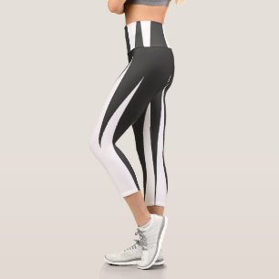 Leggings Capri Resumen Art Minimalismo Líneas blancas grises