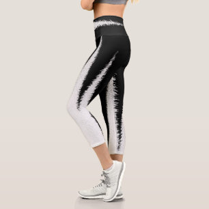 Leggings Capri Resumen Art Minimalismo Líneas blancas negras