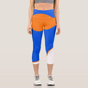 Leggings Capri Resumen Art Minimalismo Pastel Naranja Azul
