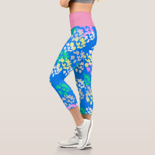 Leggings Capri Resumen Art Pale Pastel Turquesa Azul Rosa