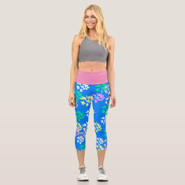 Leggings Capri Resumen Art Pale Pastel Turquesa Azul Rosa