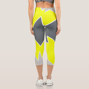 Leggings Capri Resumen Art Palo Gris Carbón amarillo pálido